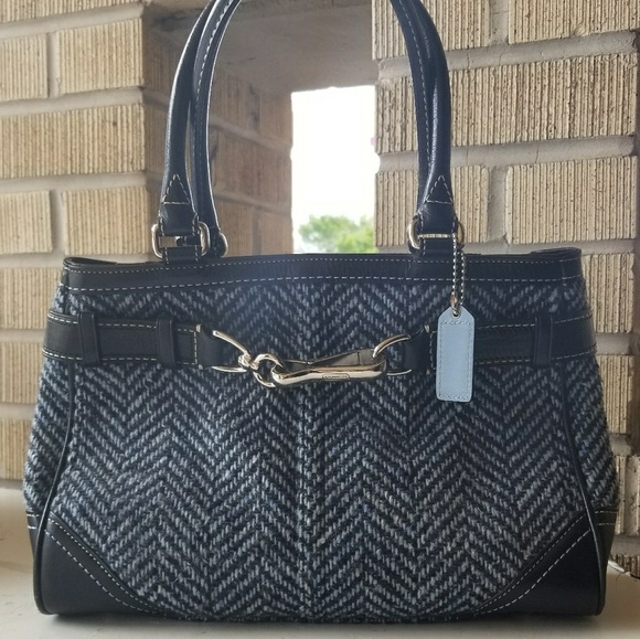 Coach Handbags - Coach Blue & Black Tweed Handbag